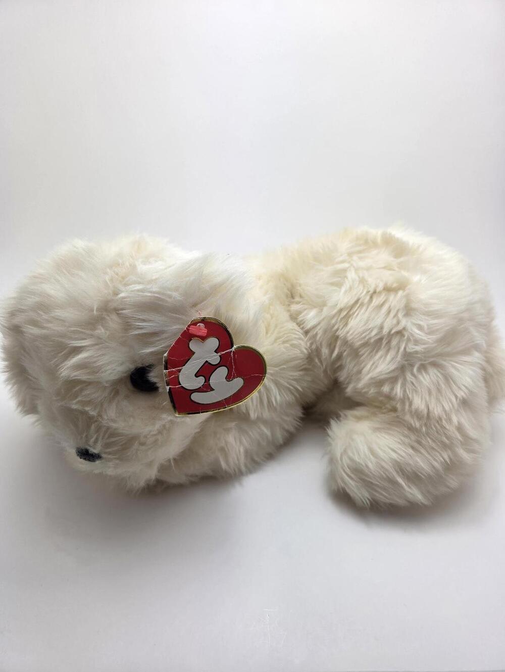 TY Classics Collection “Honey” the Fluffy Yellow / White Lab Dog Plush 1995